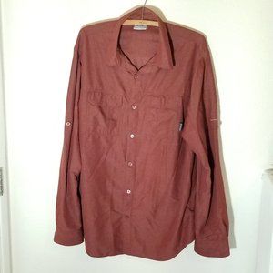 Columbia Mens Shirt Medium M Omni-Wick Roll Tab Sleeve Button Front Poly Blend